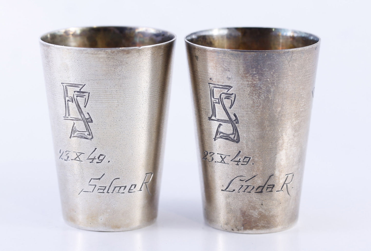 Estonian (first) independence times silver shot glasses with engraving