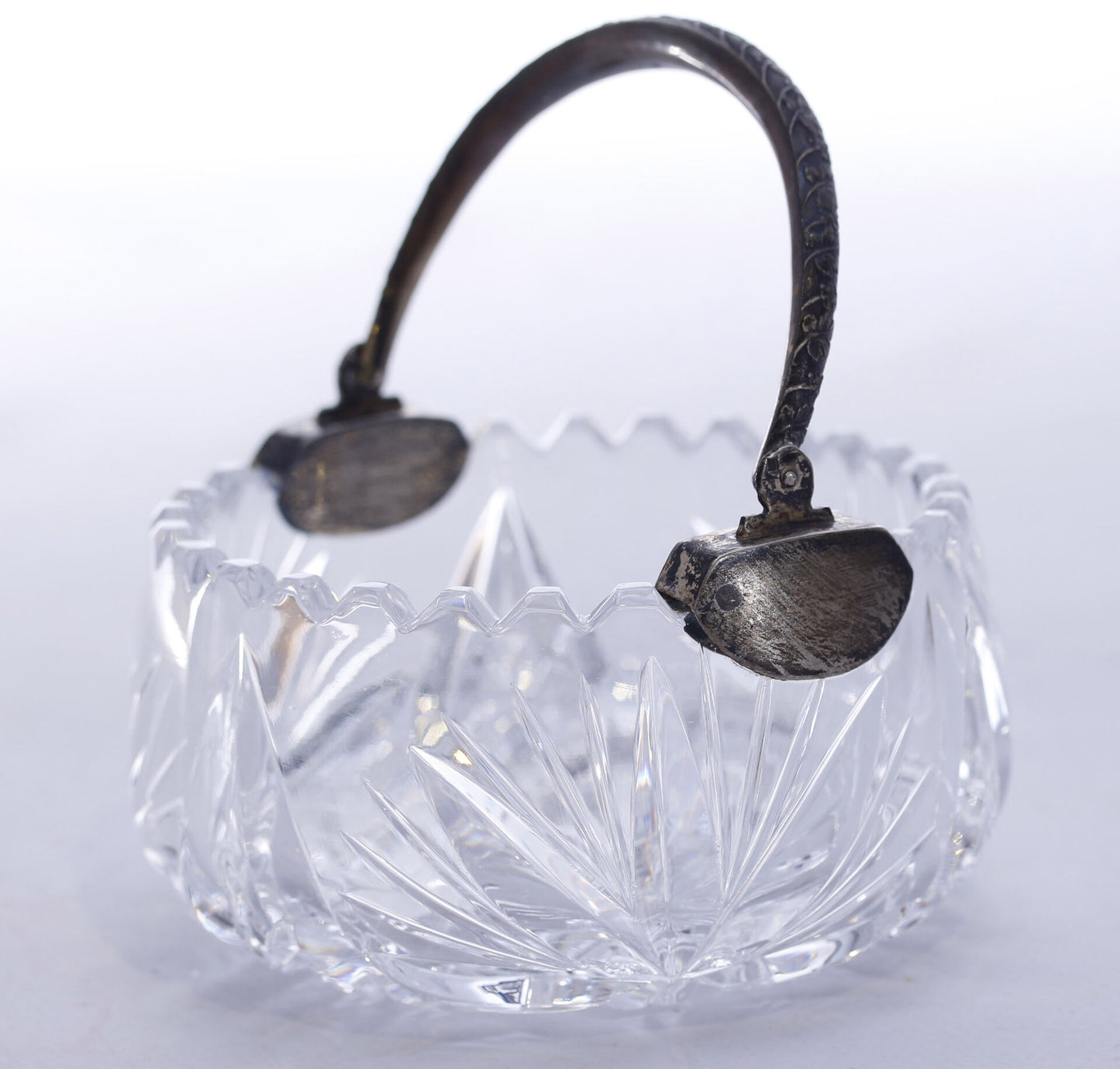 Estonian (first) independence times crystal sugar bowl with the silver handle (875 standard)