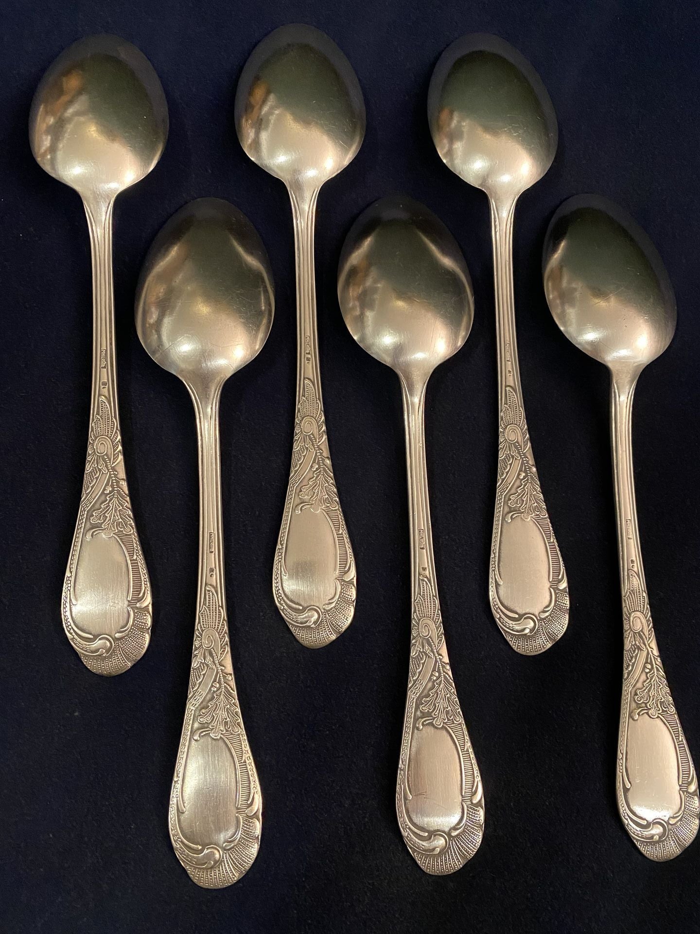 Soviet era 6 new silver soup spoons produced in Kyiv