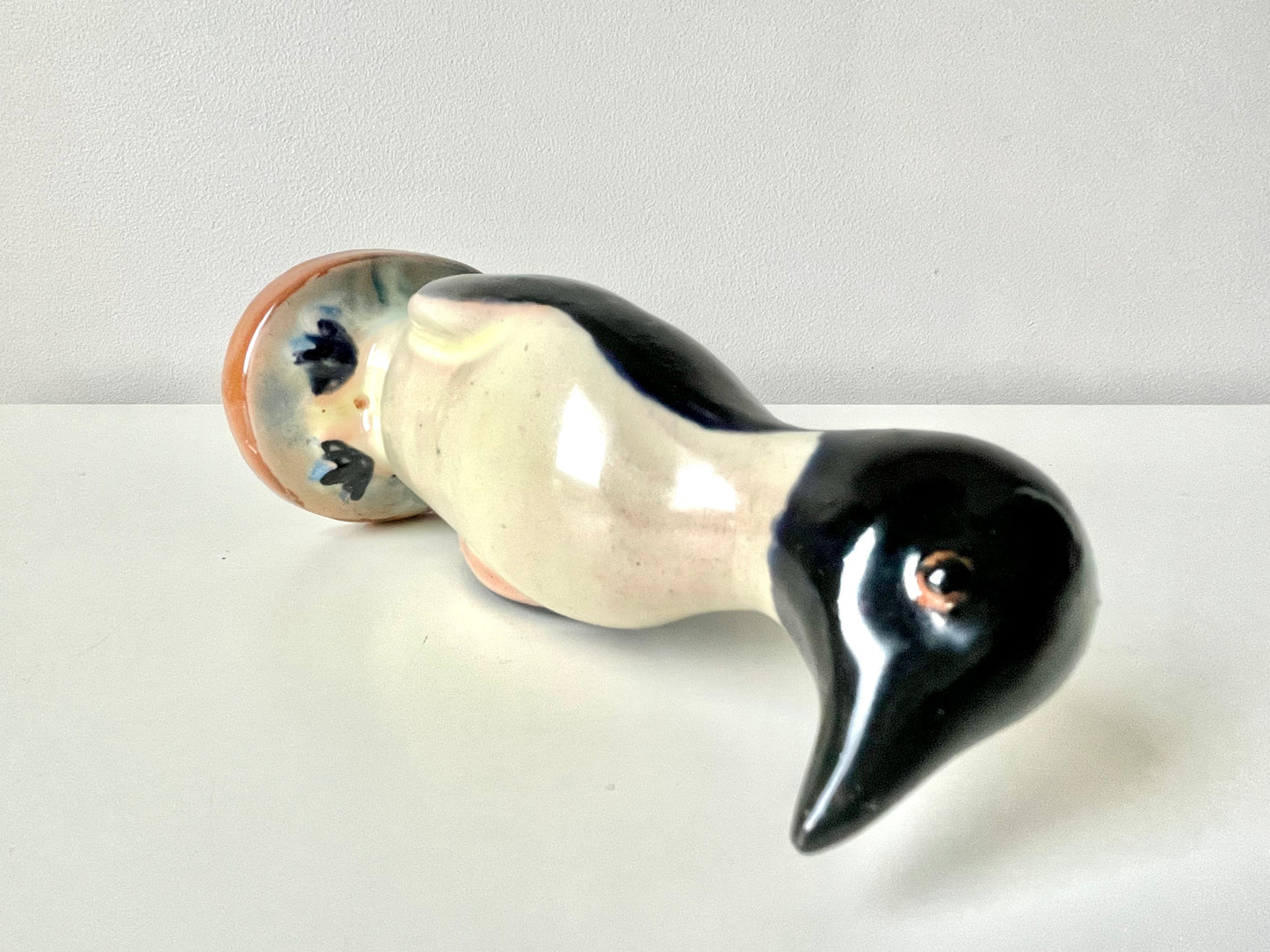 Ceramic penguin figurine produced by the Riga porcelain factory, 1940ies