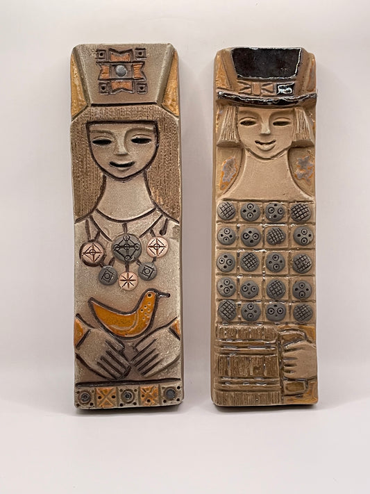 A pair of 1960s Estonian ethno styled wall plaques by Aino Alamaa