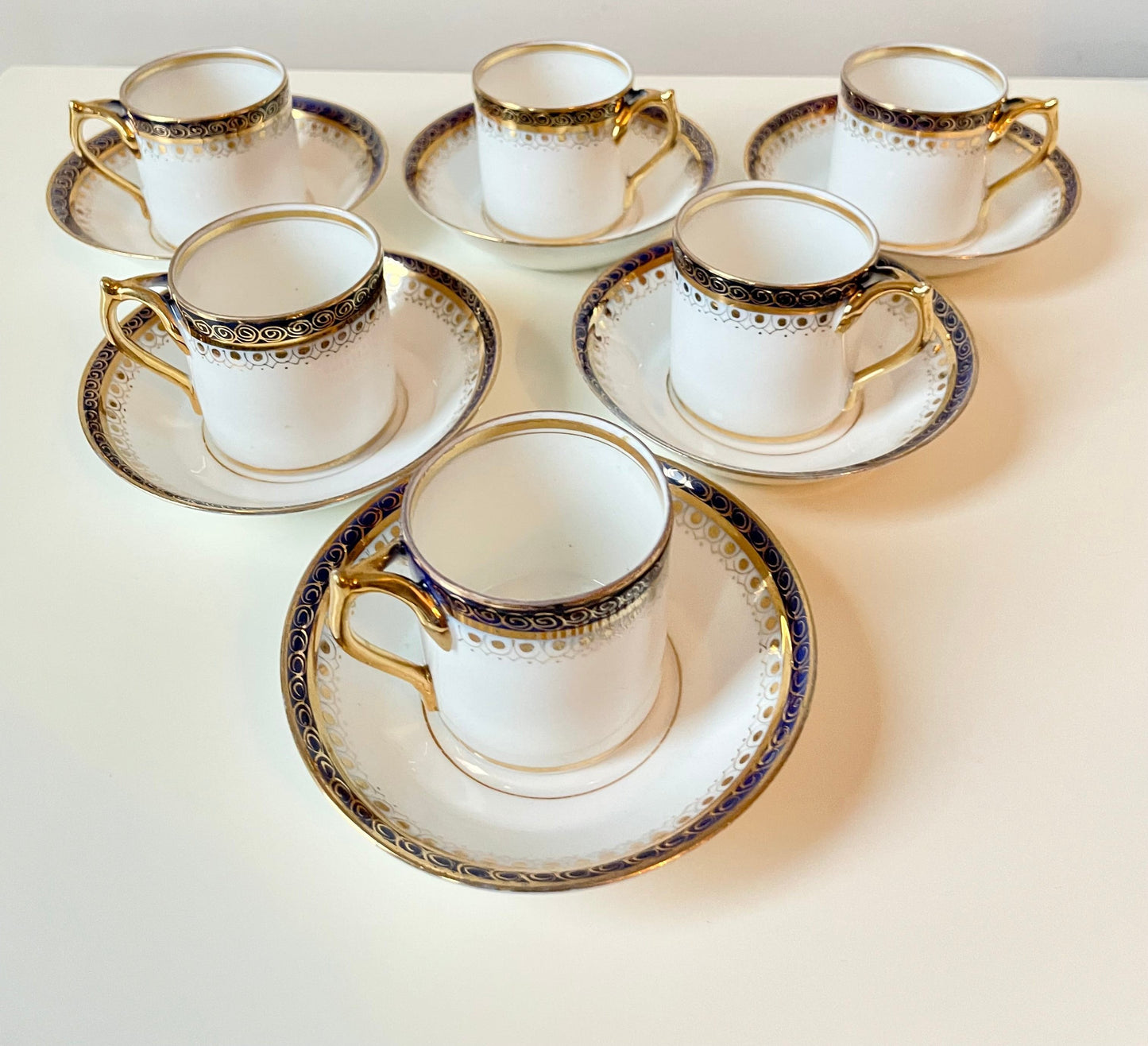 Antique Kuznetsov's coffee set of 6 cups and 7 saucers