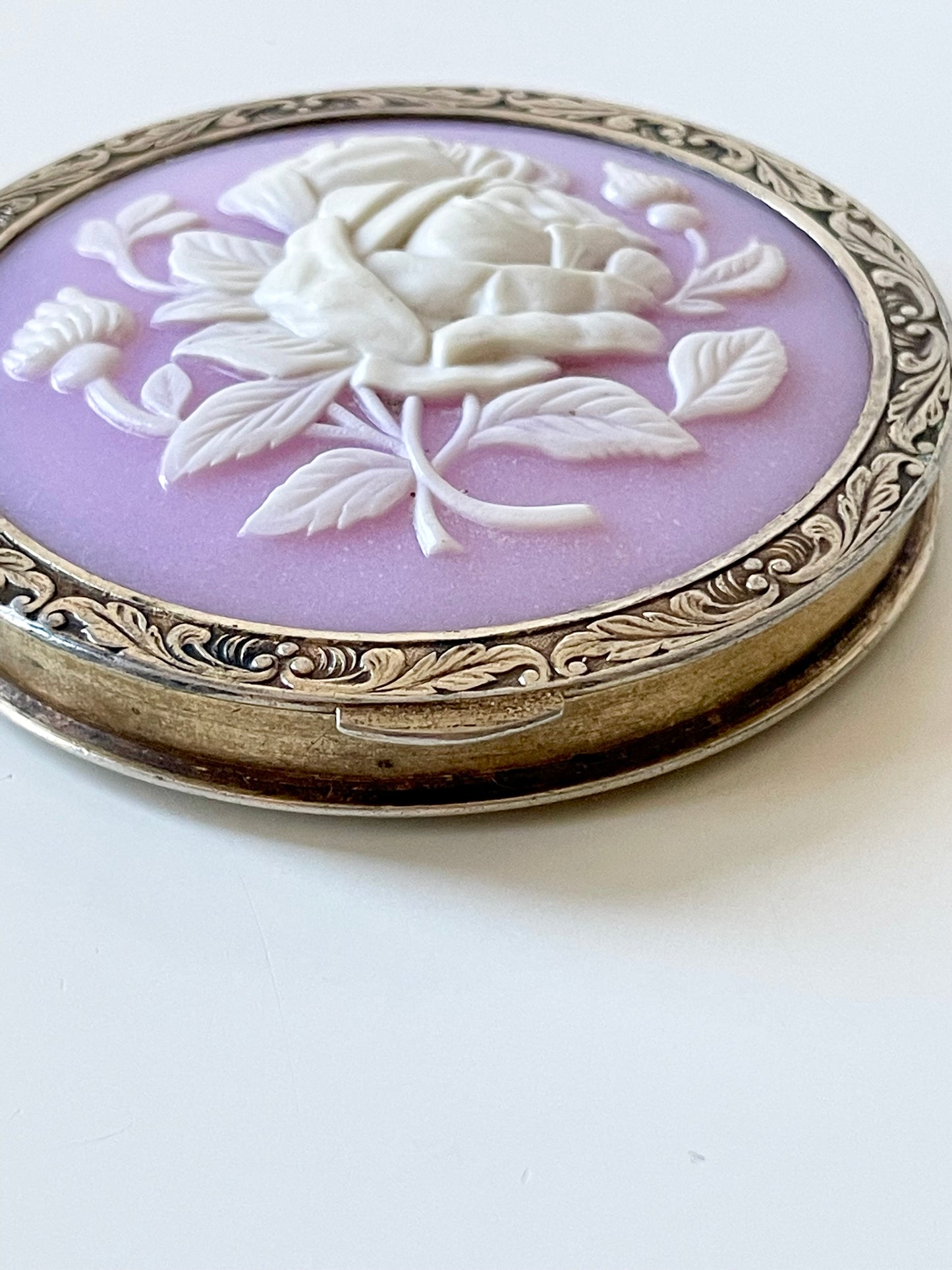 Sterling silver powder puff box