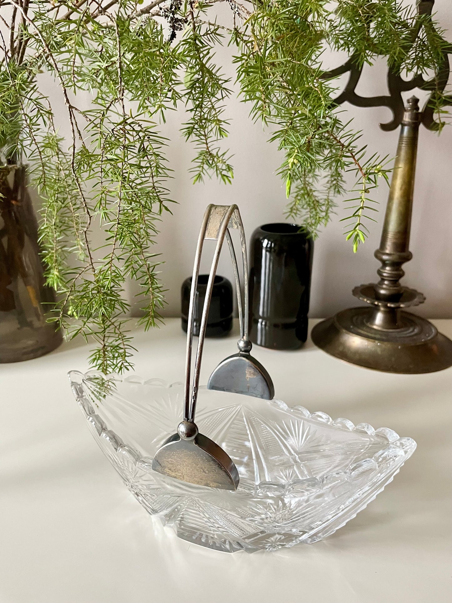 Soviet Union candy bowl with silver handle