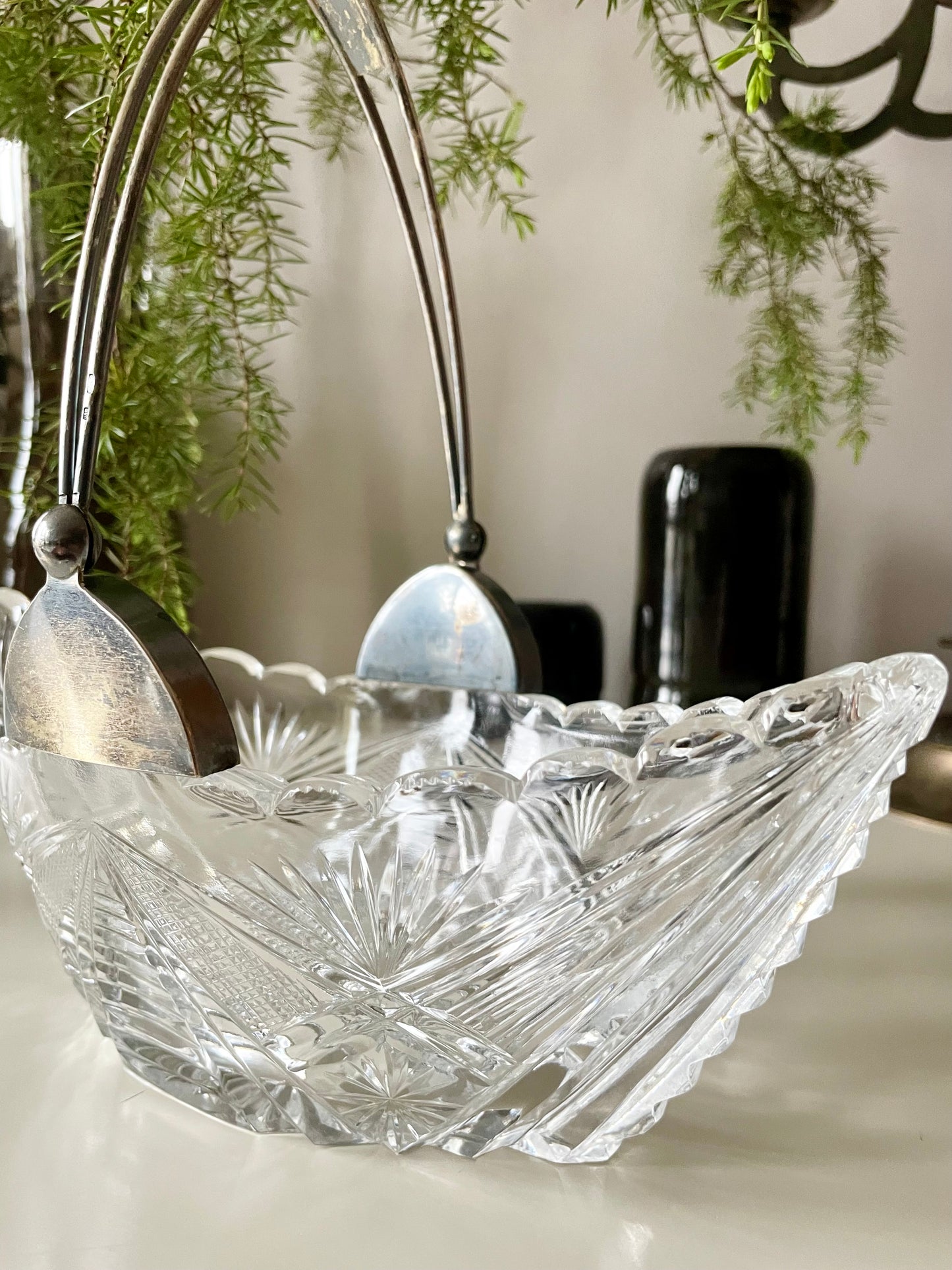 Soviet Union candy bowl with silver handle