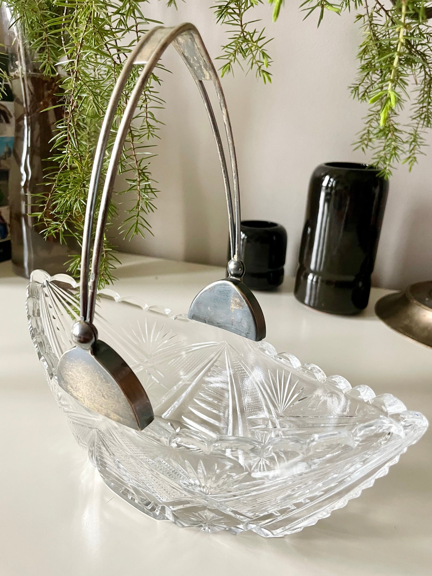 Soviet Union candy bowl with silver handle