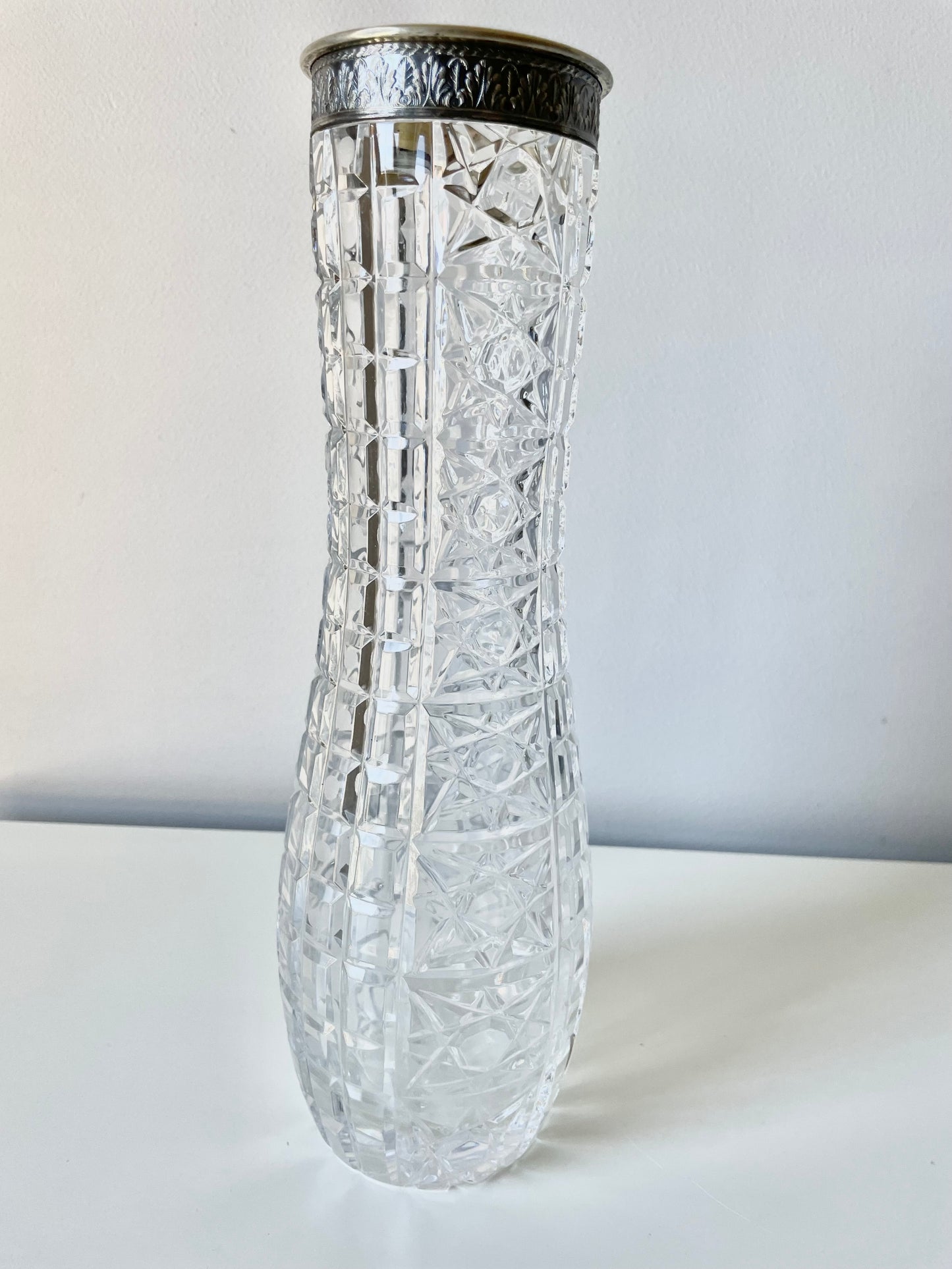 USSR crystal vase with silver 875 edge