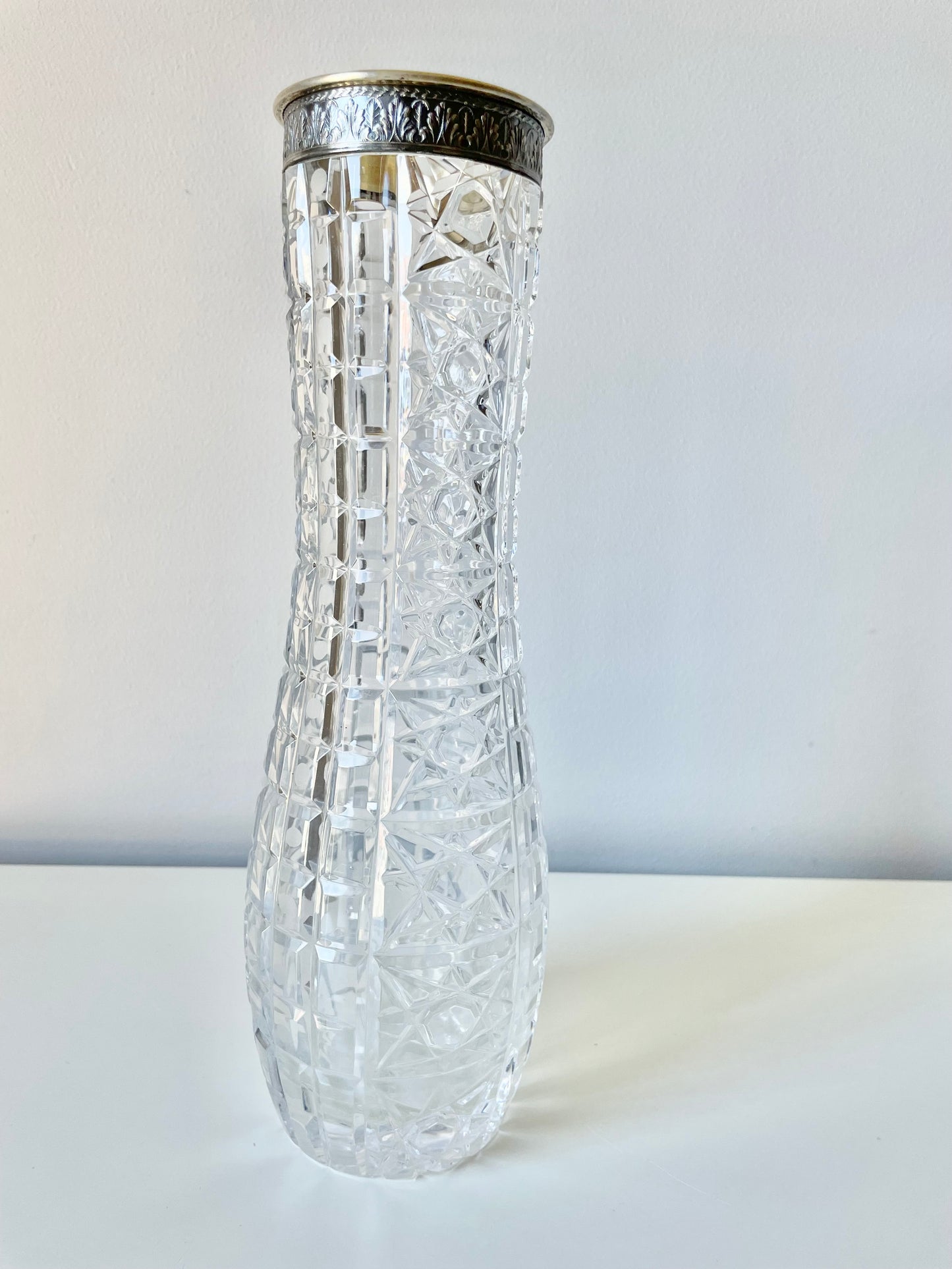 USSR crystal vase with silver 875 edge