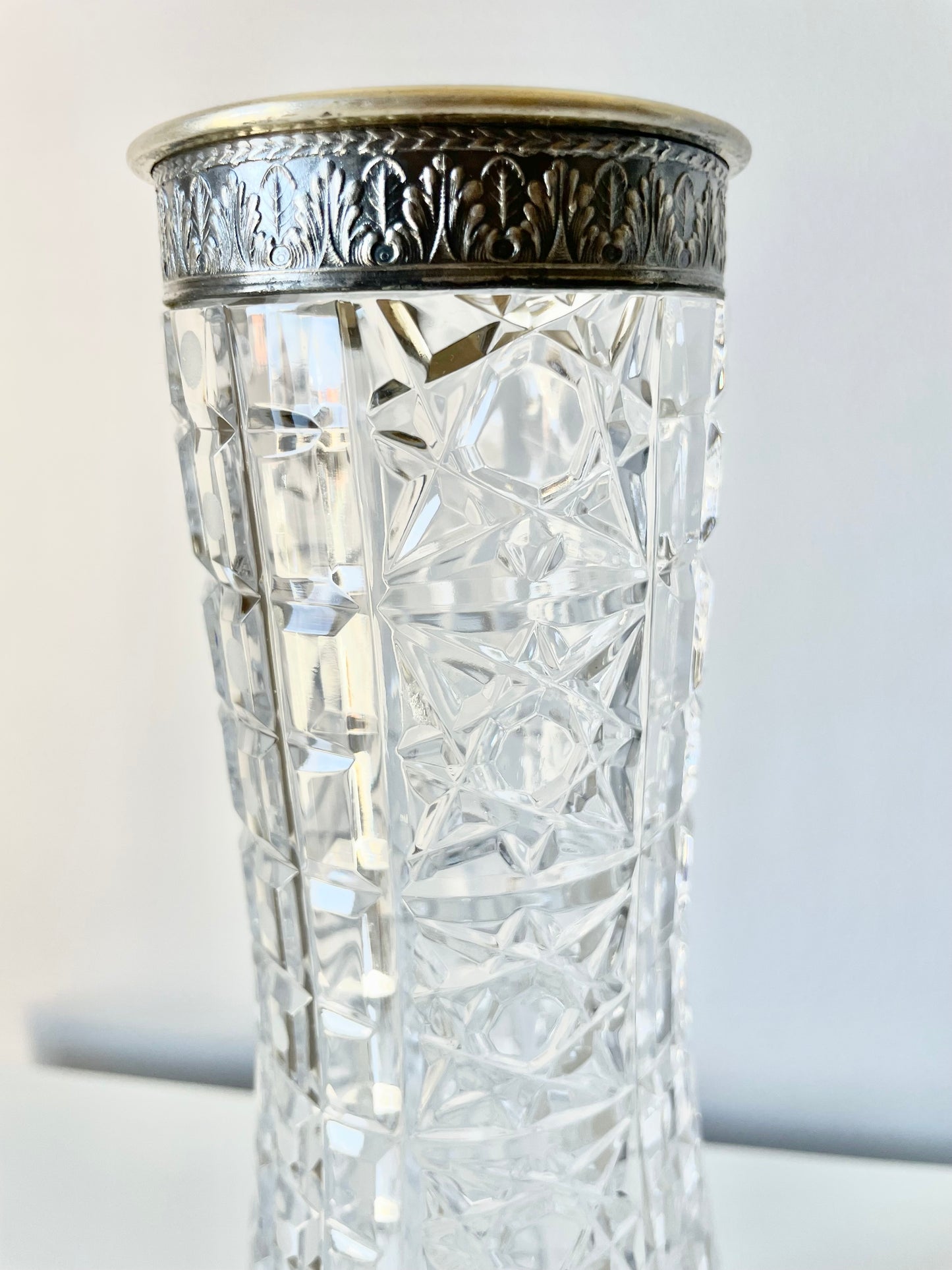 USSR crystal vase with silver 875 edge