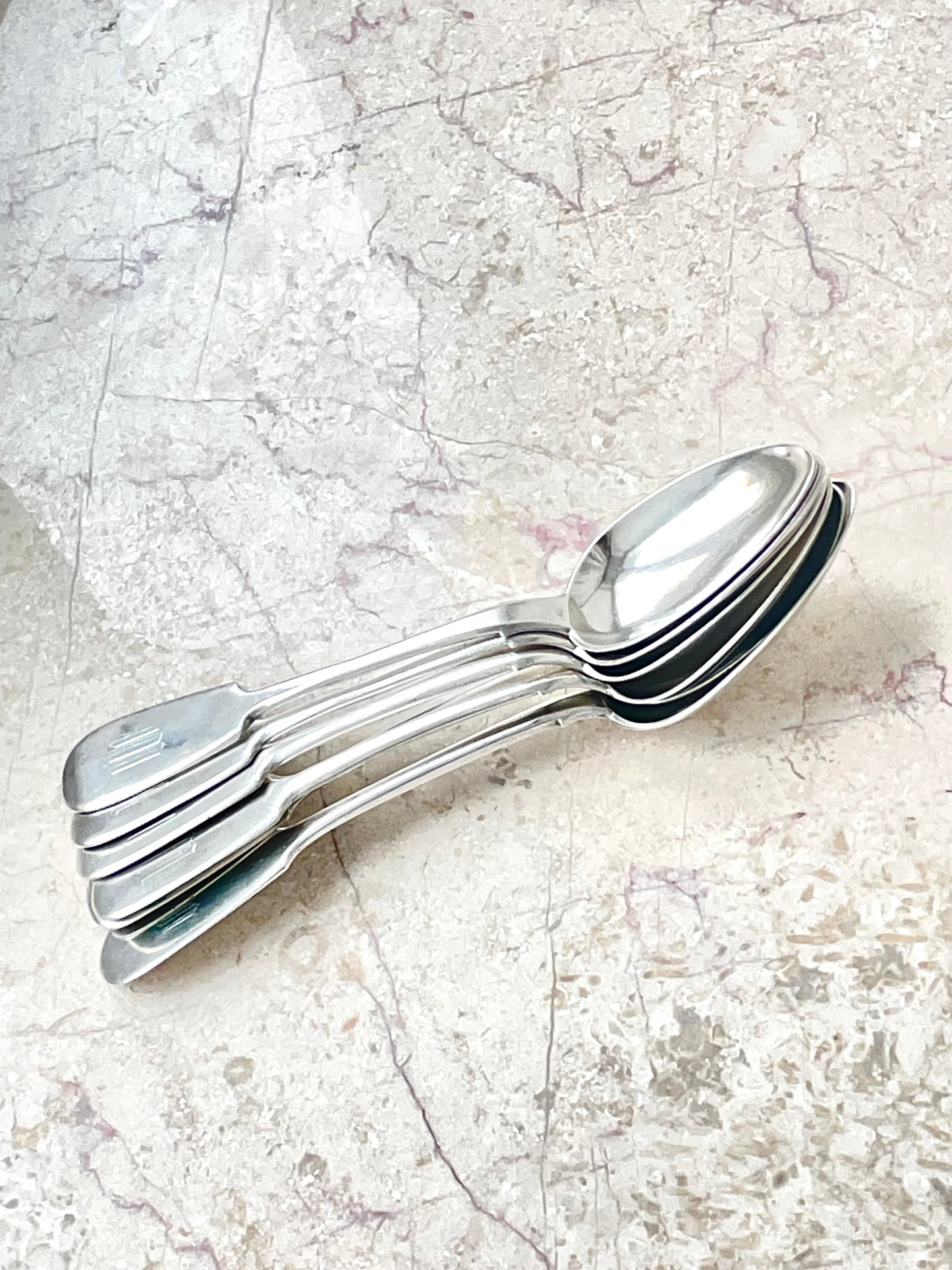 Set of big silver soup spoons from Russian Empire era