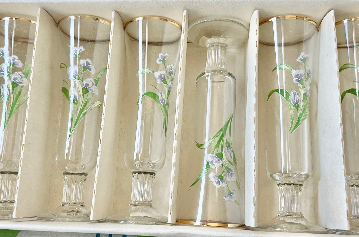 Set of Latvian vintage shot glasses produced by Livani Glass Factory