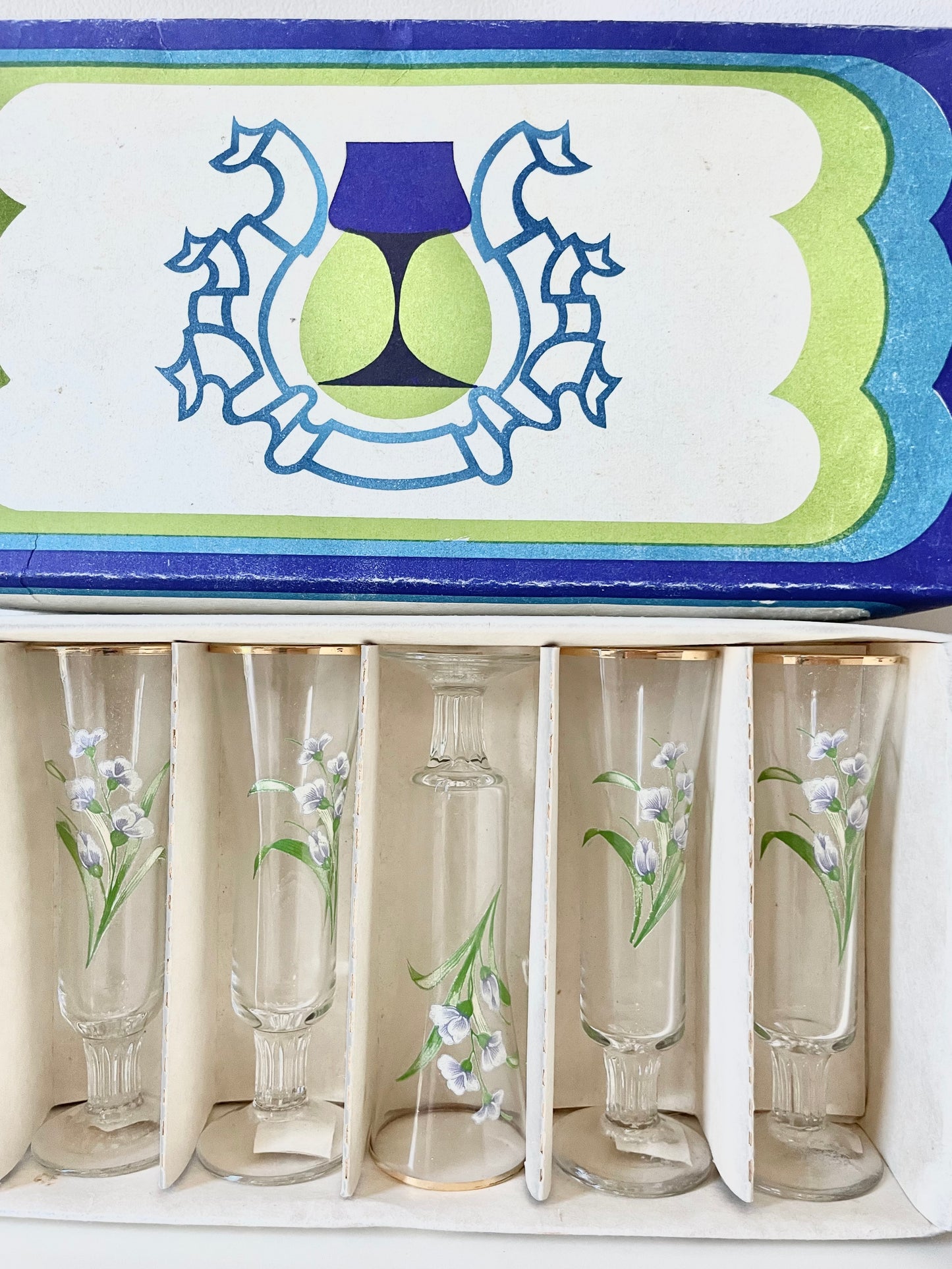 Set of Latvian vintage shot glasses produced by Livani Glass Factory