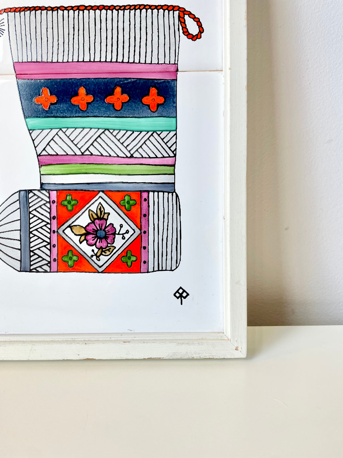 Porcelain wall plaque hand-painted in Estonian ethnic style