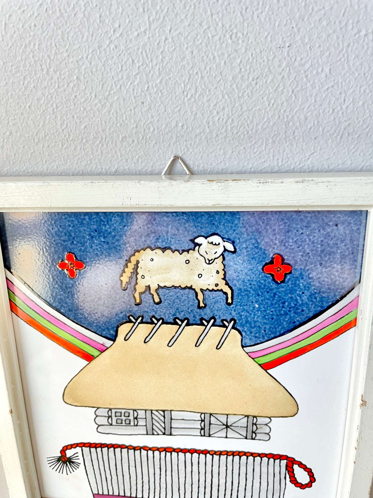 Porcelain wall plaque hand-painted in Estonian ethnic style