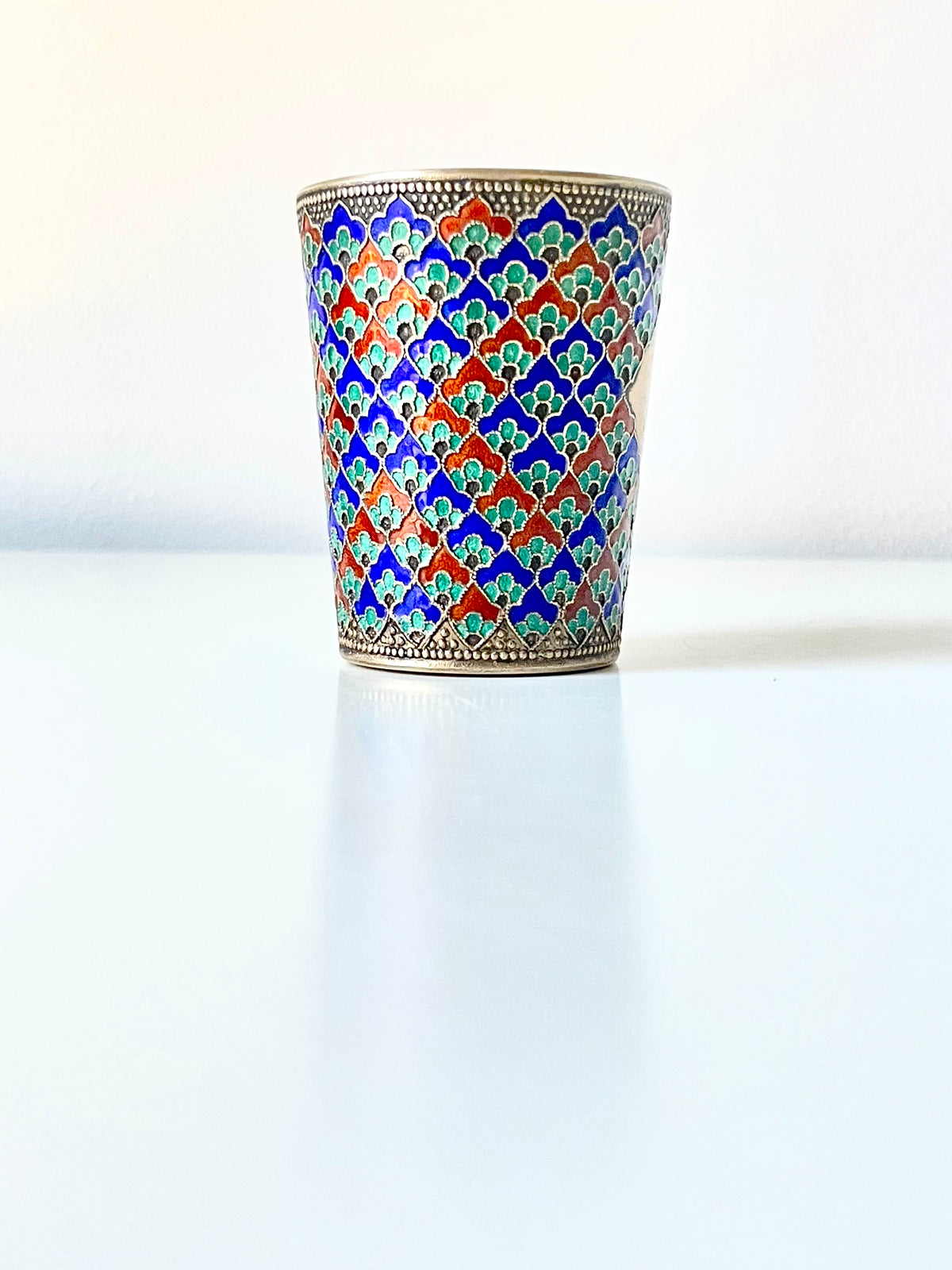 Cloisonné Enamel on Soviet Era Shot Glass