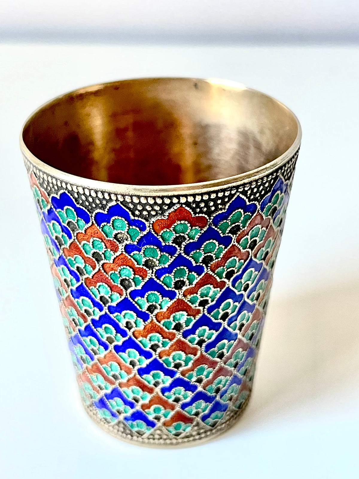 Cloisonné Enamel on Soviet Era Shot Glass