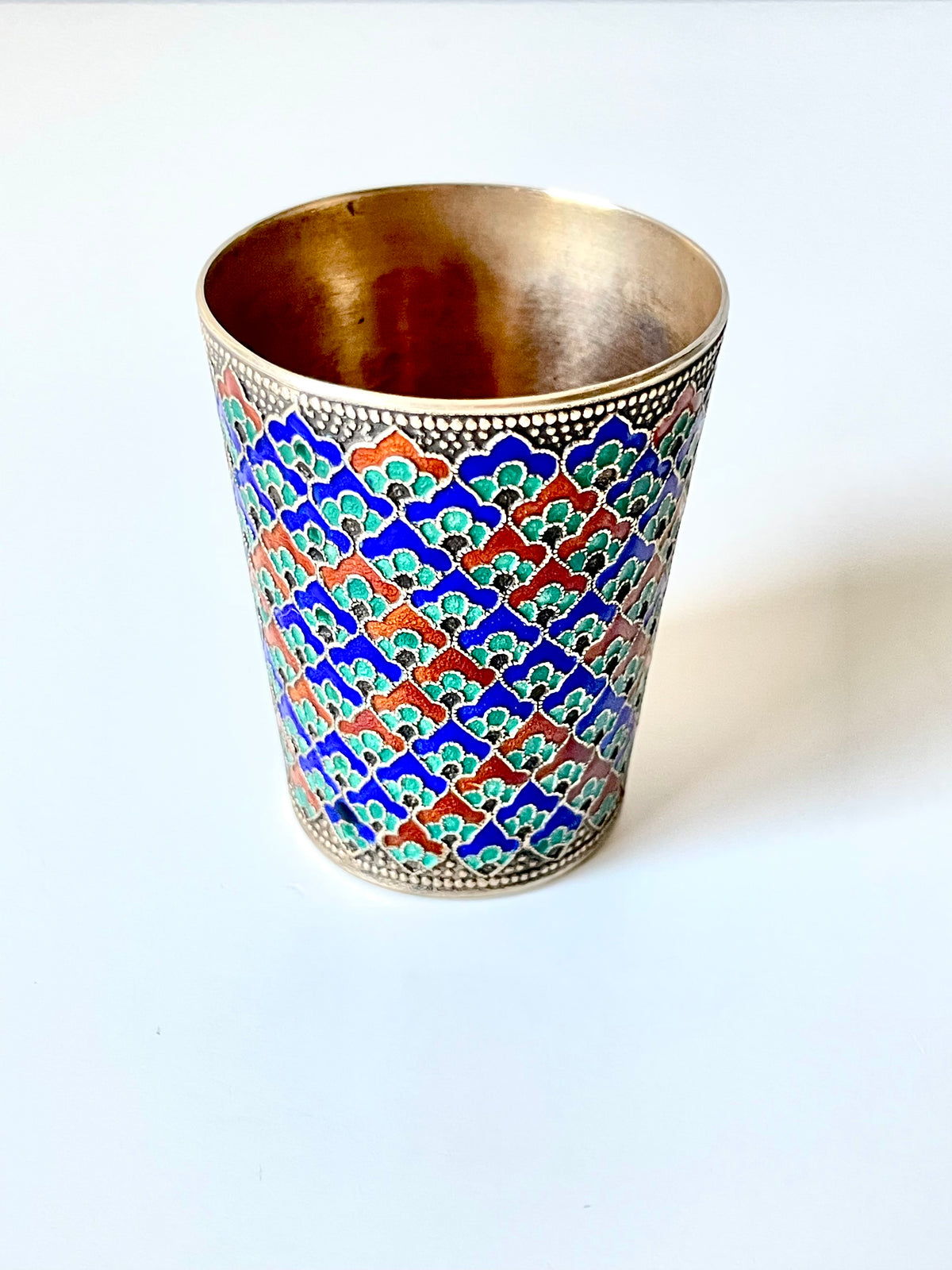 Cloisonné Enamel on Soviet Era Shot Glass