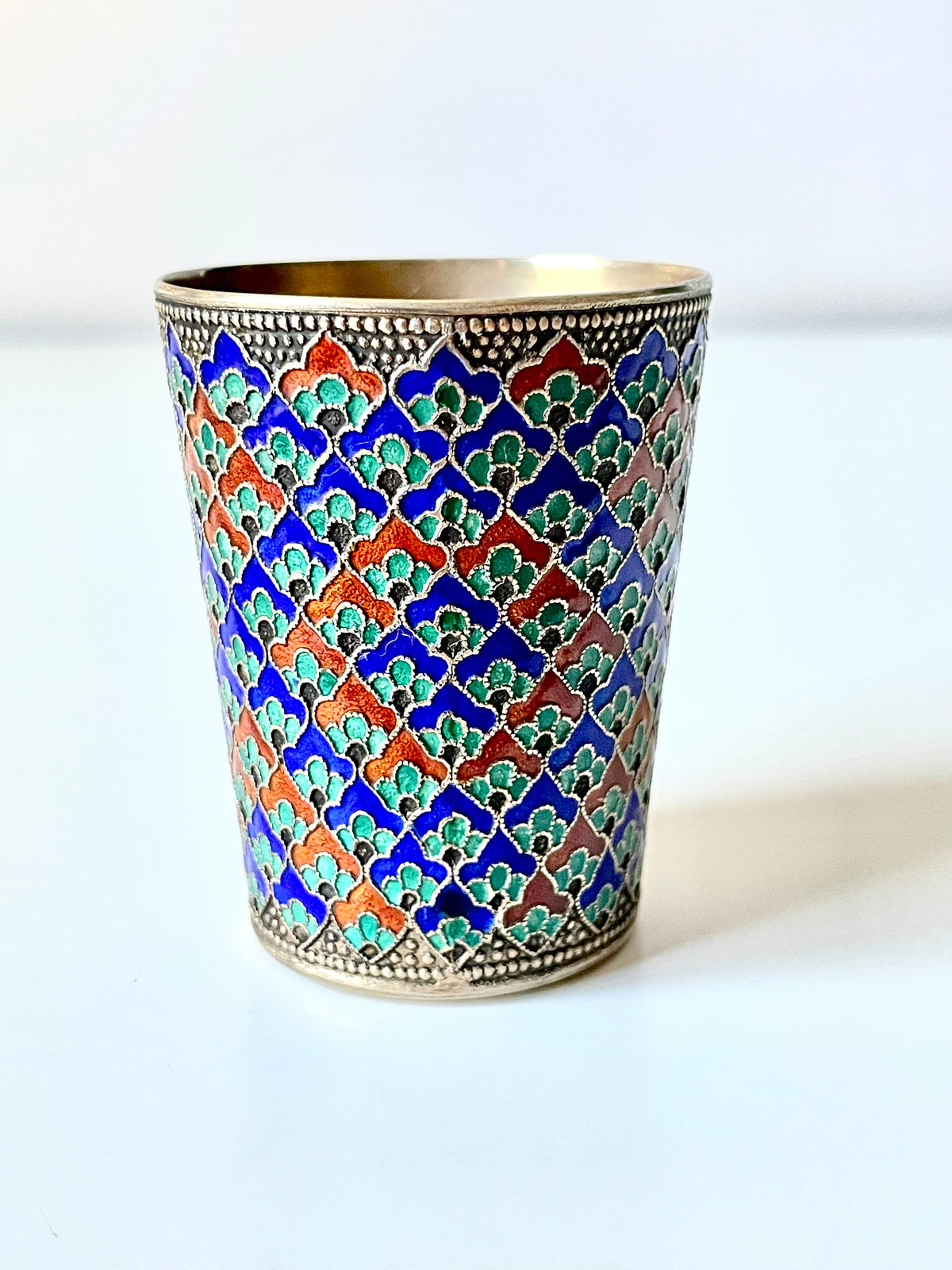 Cloisonné Enamel on Soviet Era Shot Glass