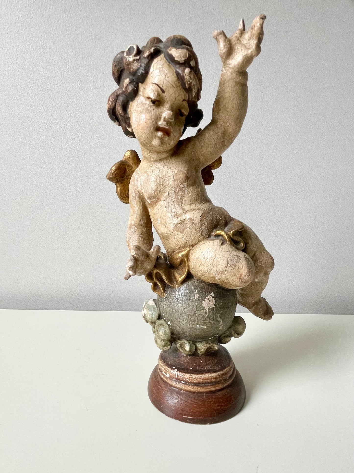 Gothic wooden angel figurine