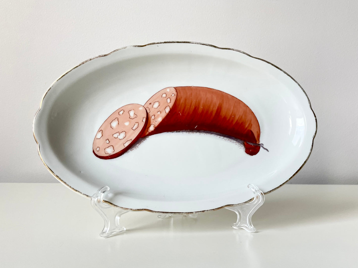 Langebraun platter with a hand-painted sausage