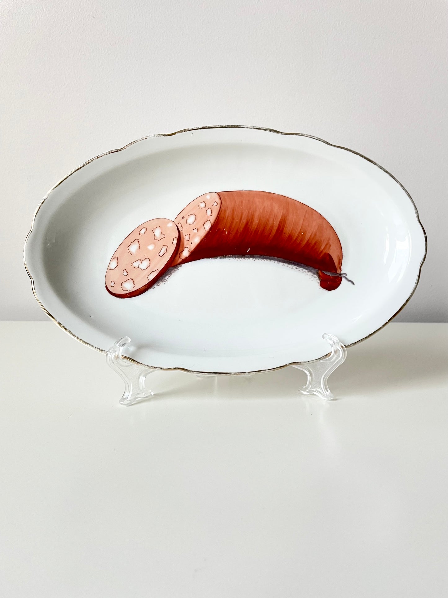 Langebraun platter with a hand-painted sausage