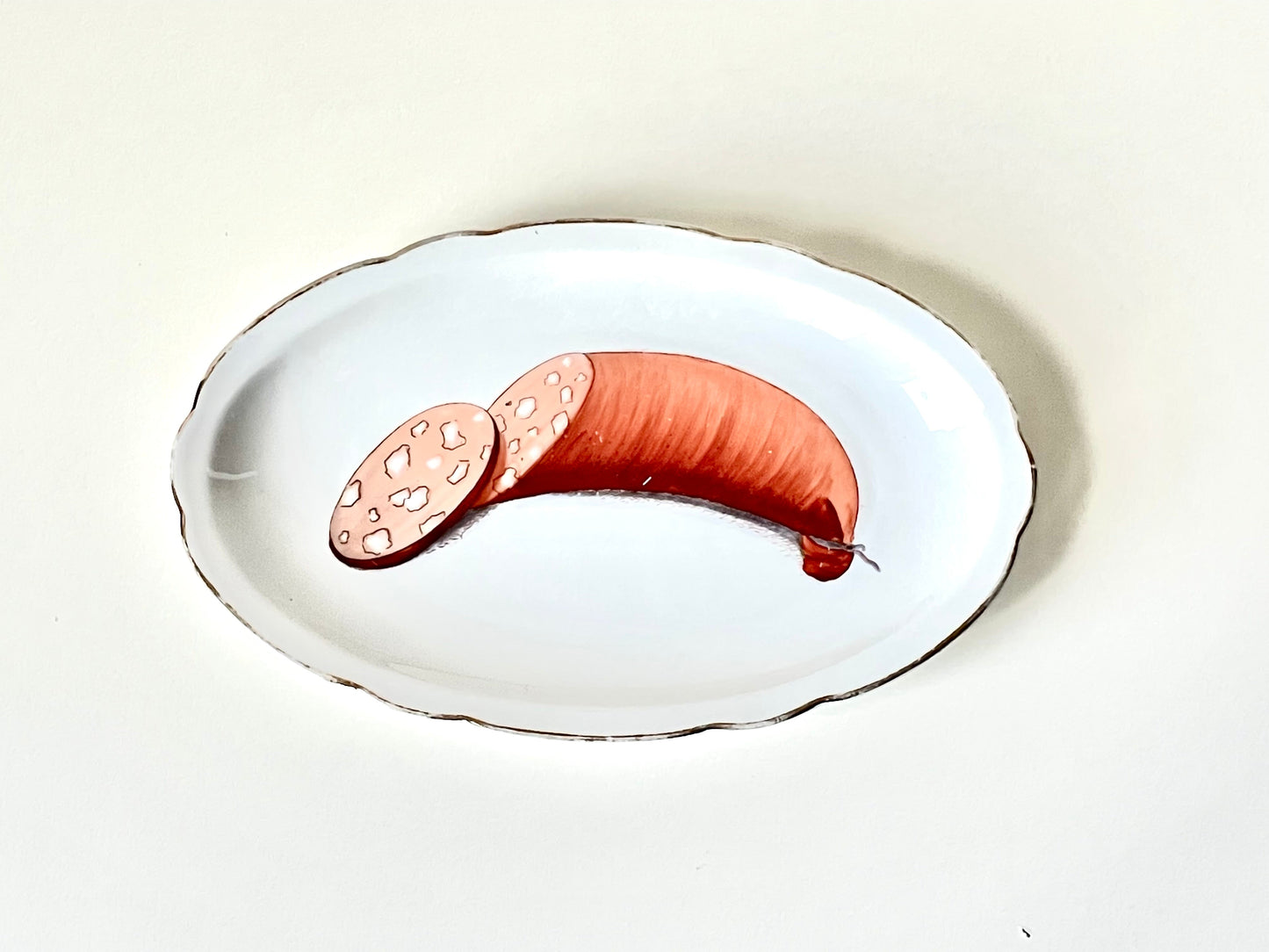 Langebraun platter with a hand-painted sausage