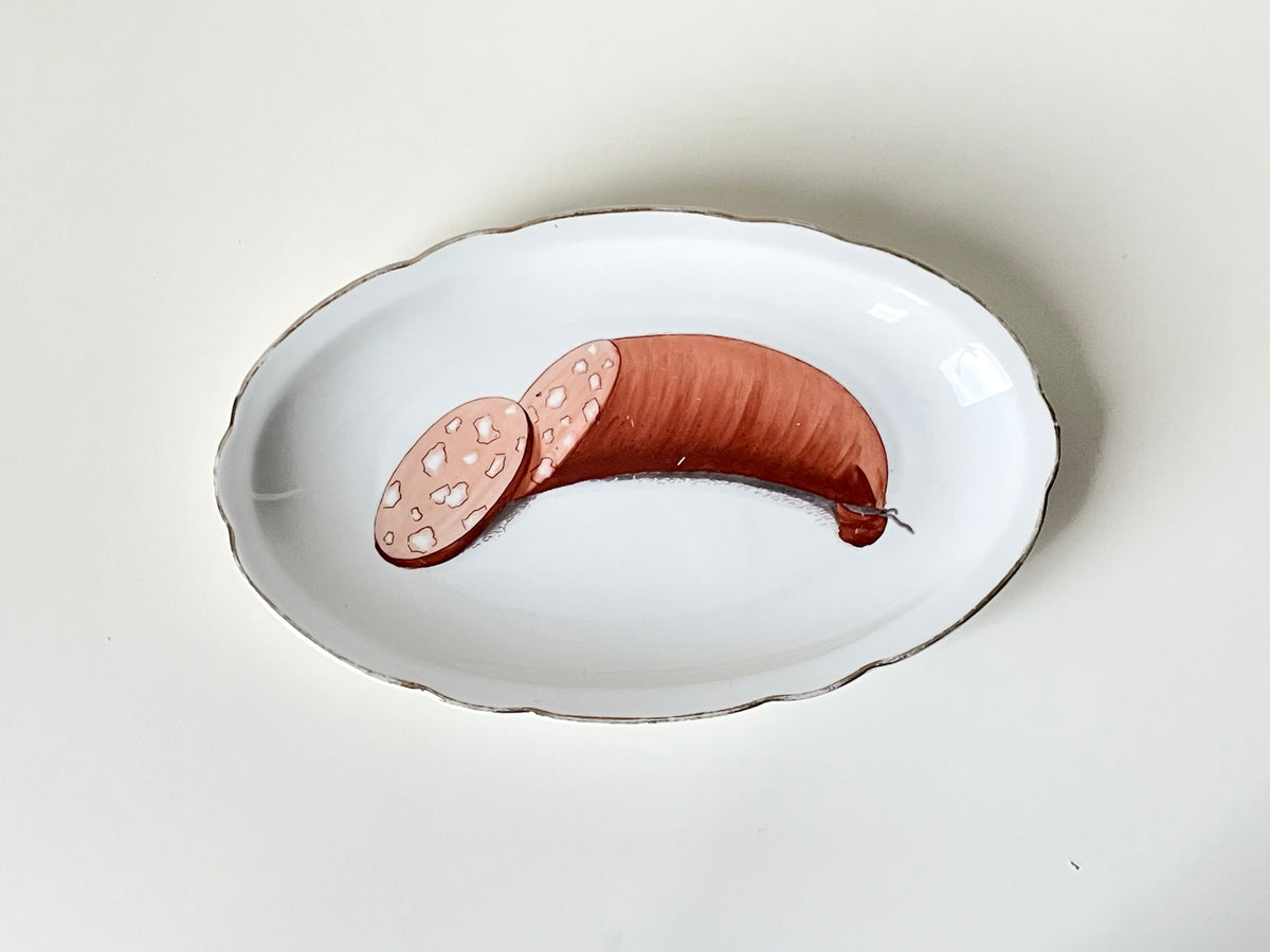 Langebraun platter with a hand-painted sausage