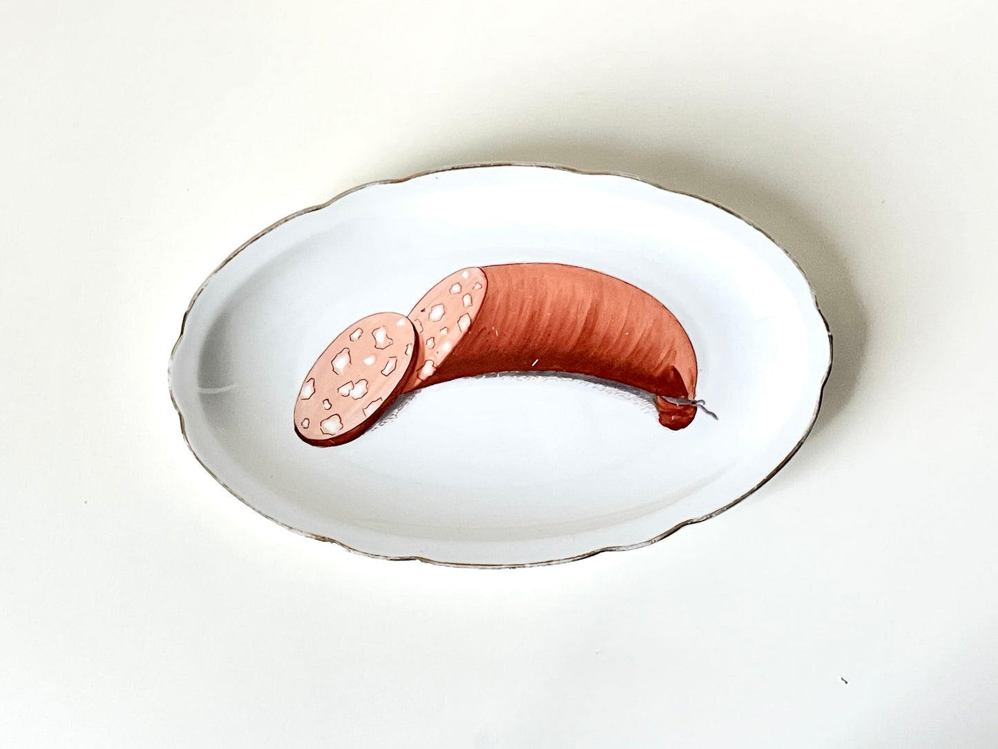 Langebraun platter with a hand-painted sausage