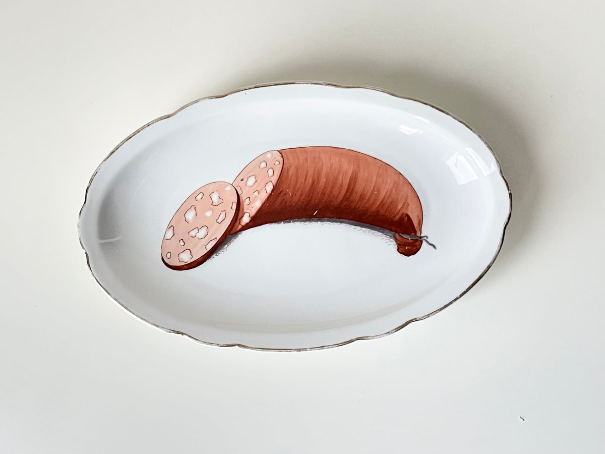 Langebraun platter with a hand-painted sausage