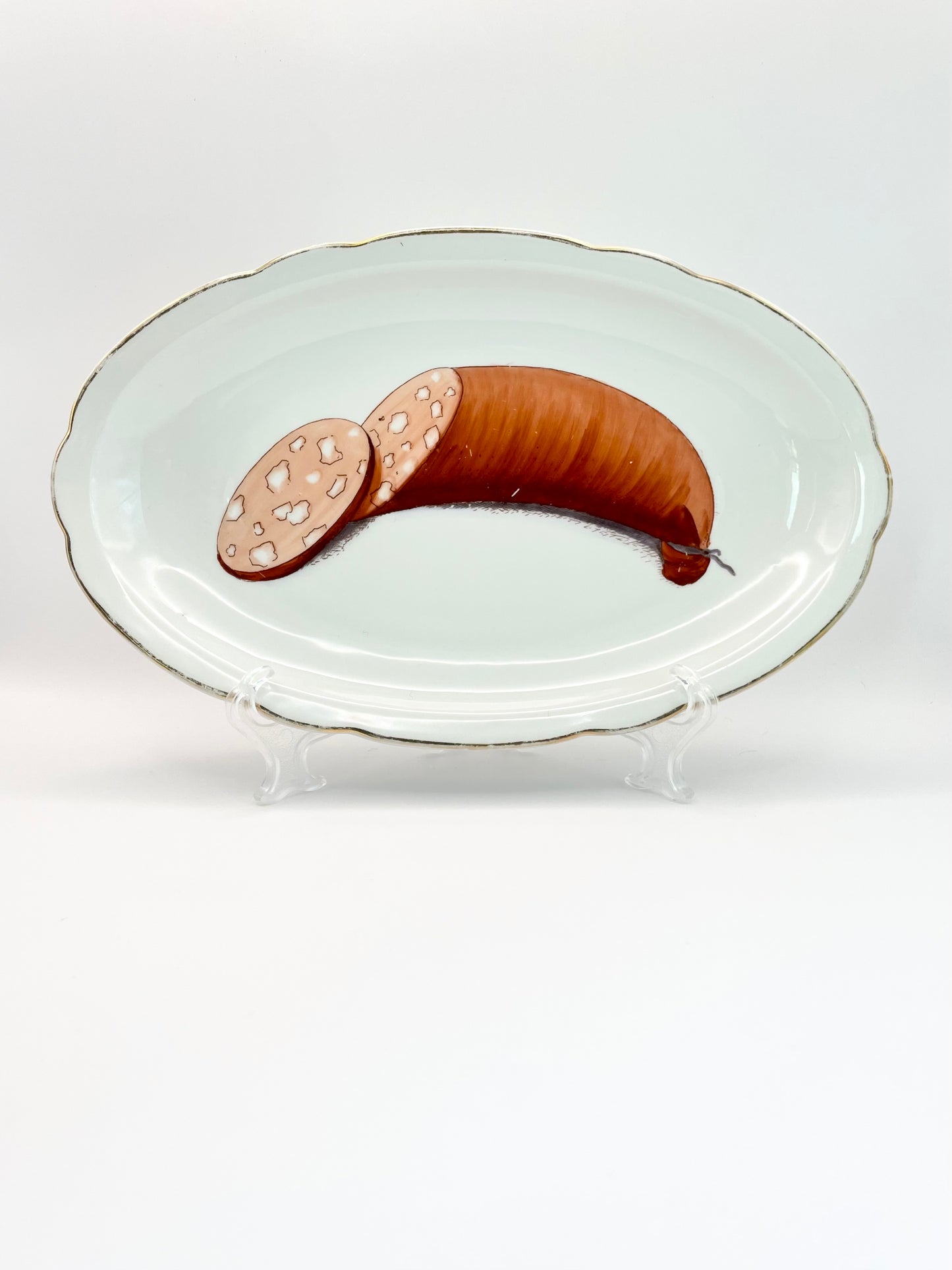 Langebraun platter with a hand-painted sausage