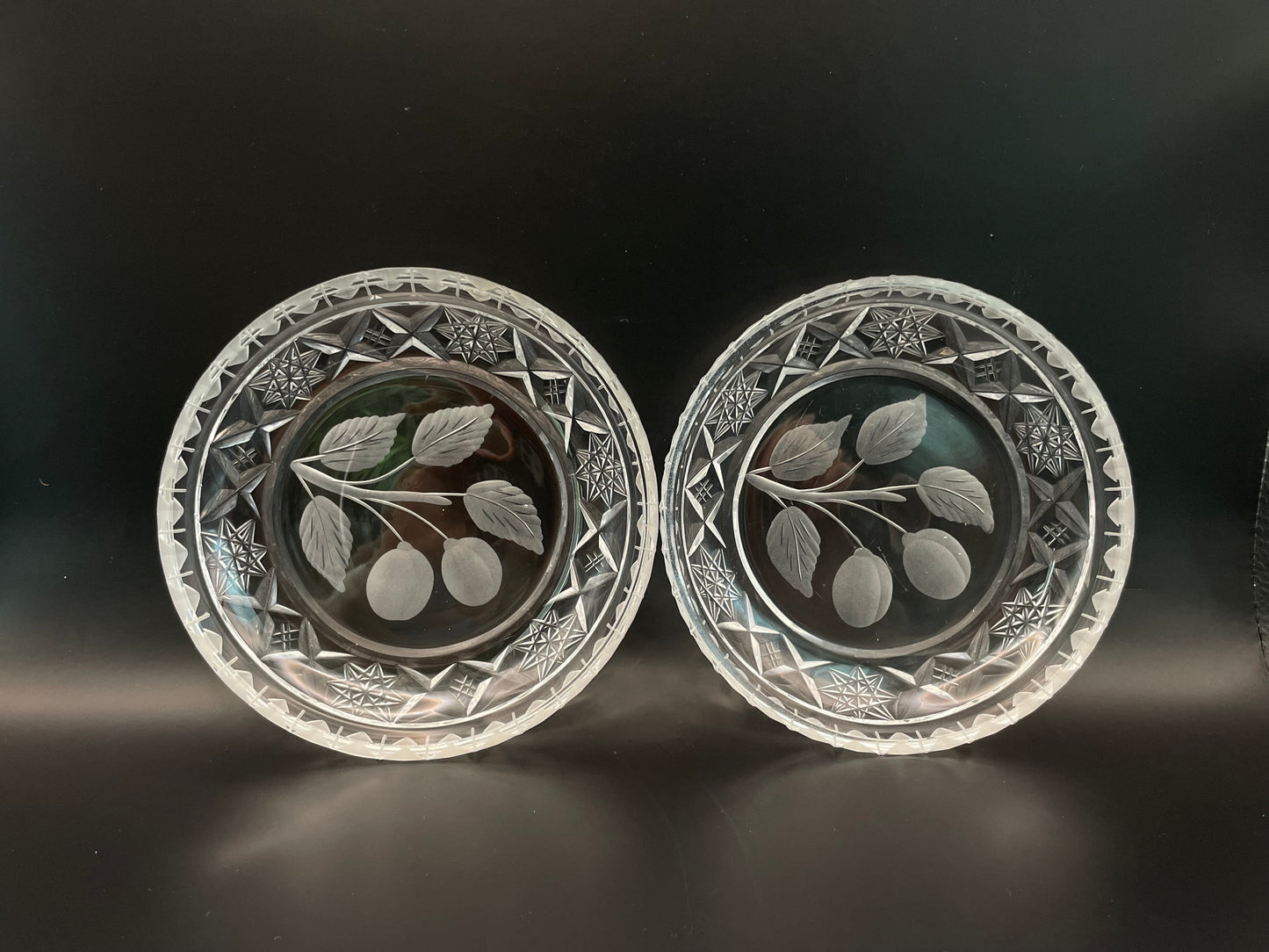 Two small Estonian crystal workshop plates