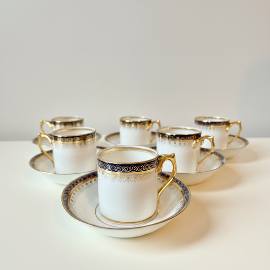 Antique Kuznetsov's coffee set of 6 cups and 7 saucers